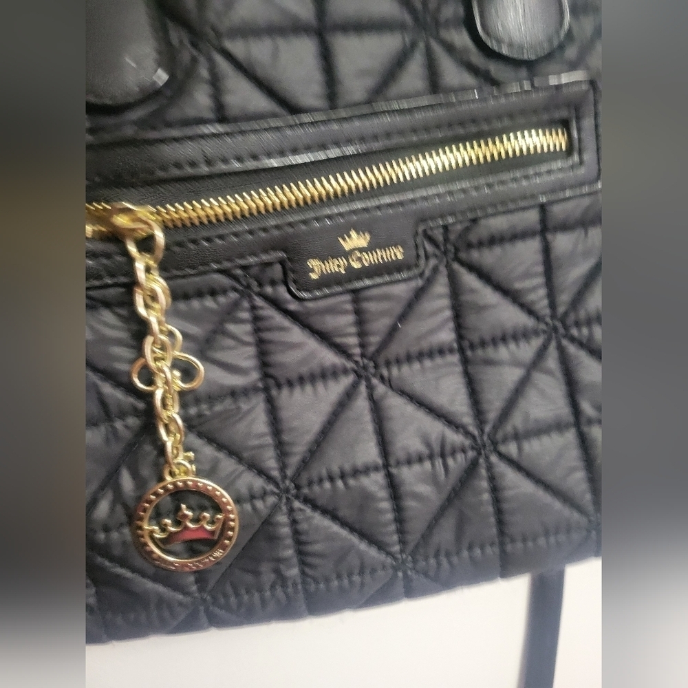 Juicy Couture Black Quilted Satchel / Crossbody/ Handbag - Picture 2 of 8